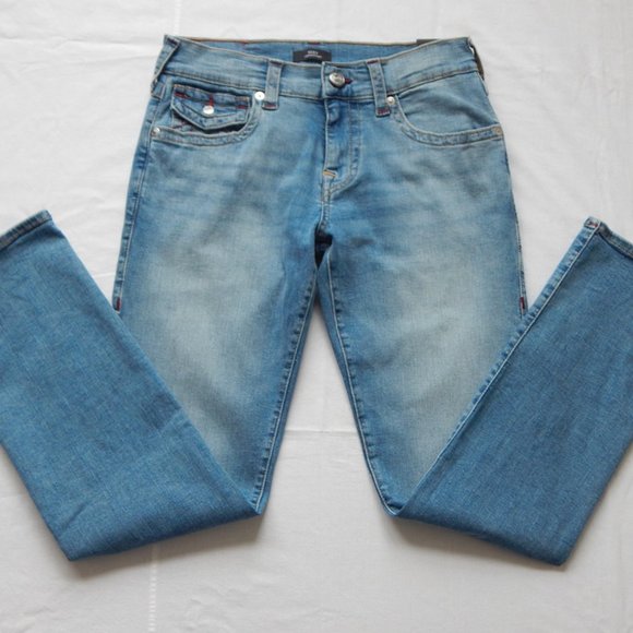 NWT TRUE RELIGION RICKY SN FLAP Relaxed Straight Blue Light Wash JEANS 31x 33 - Picture 5 of 8